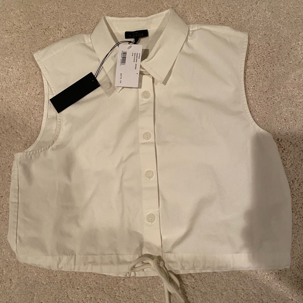 New The Range Ivory Crop Top Button Front Small